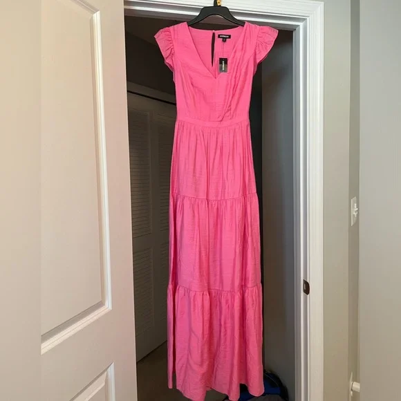 strapless open back dress Hot Pink Maxi Dress - All Dresses main image 0
